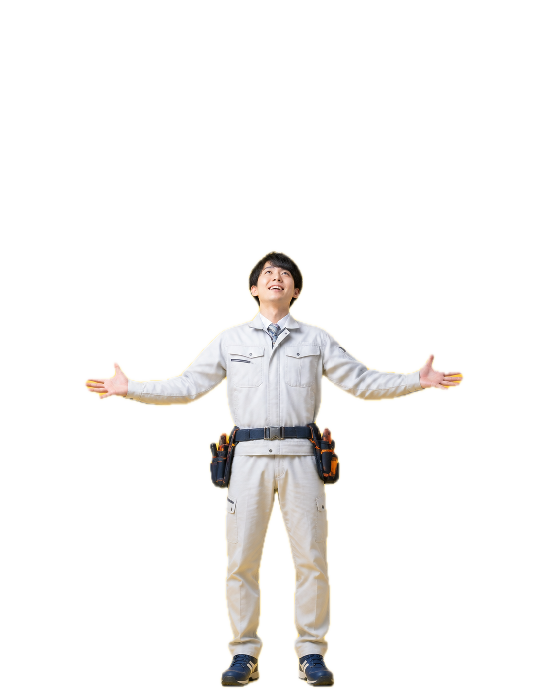 やりたいことを思い描き、期待に満ちた男性作業員